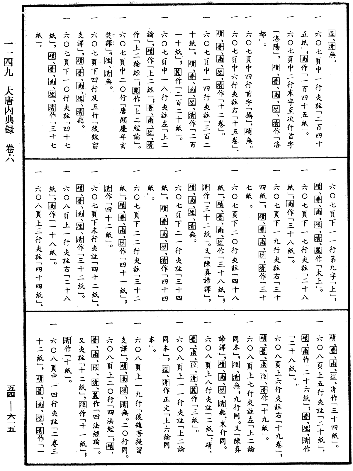 大唐内典录《中华大藏经》_第54册_第615页