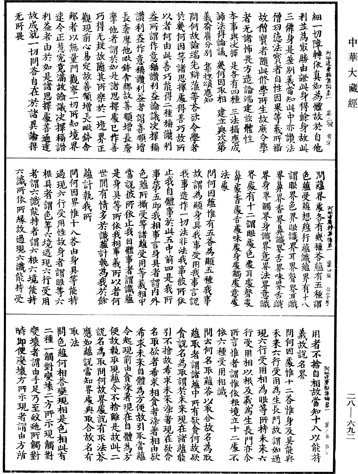 大乘阿毗達磨雜集論《中華大藏經》_第28冊_第0692頁