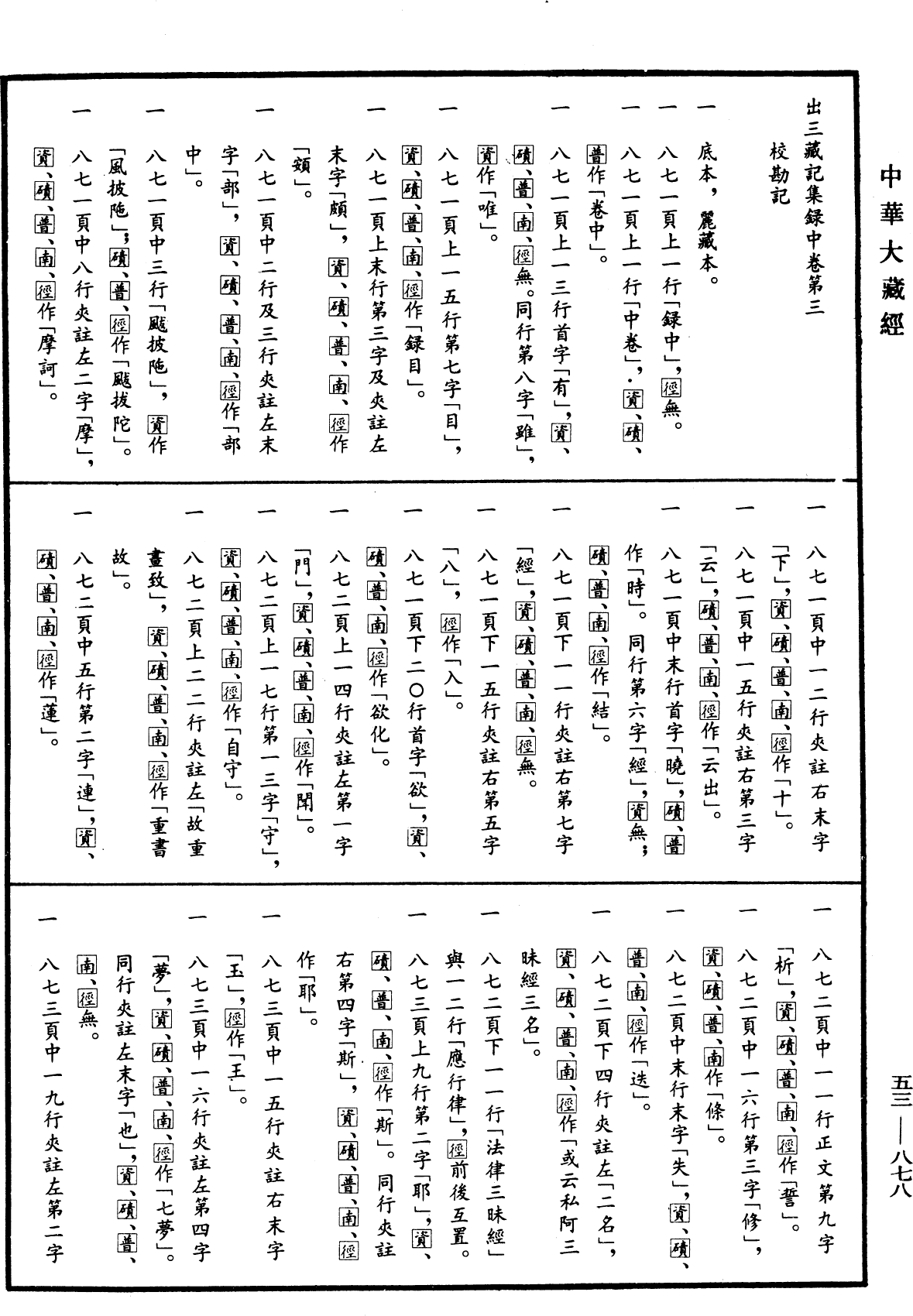 出三藏記集《中華大藏經》_第53冊_第878頁