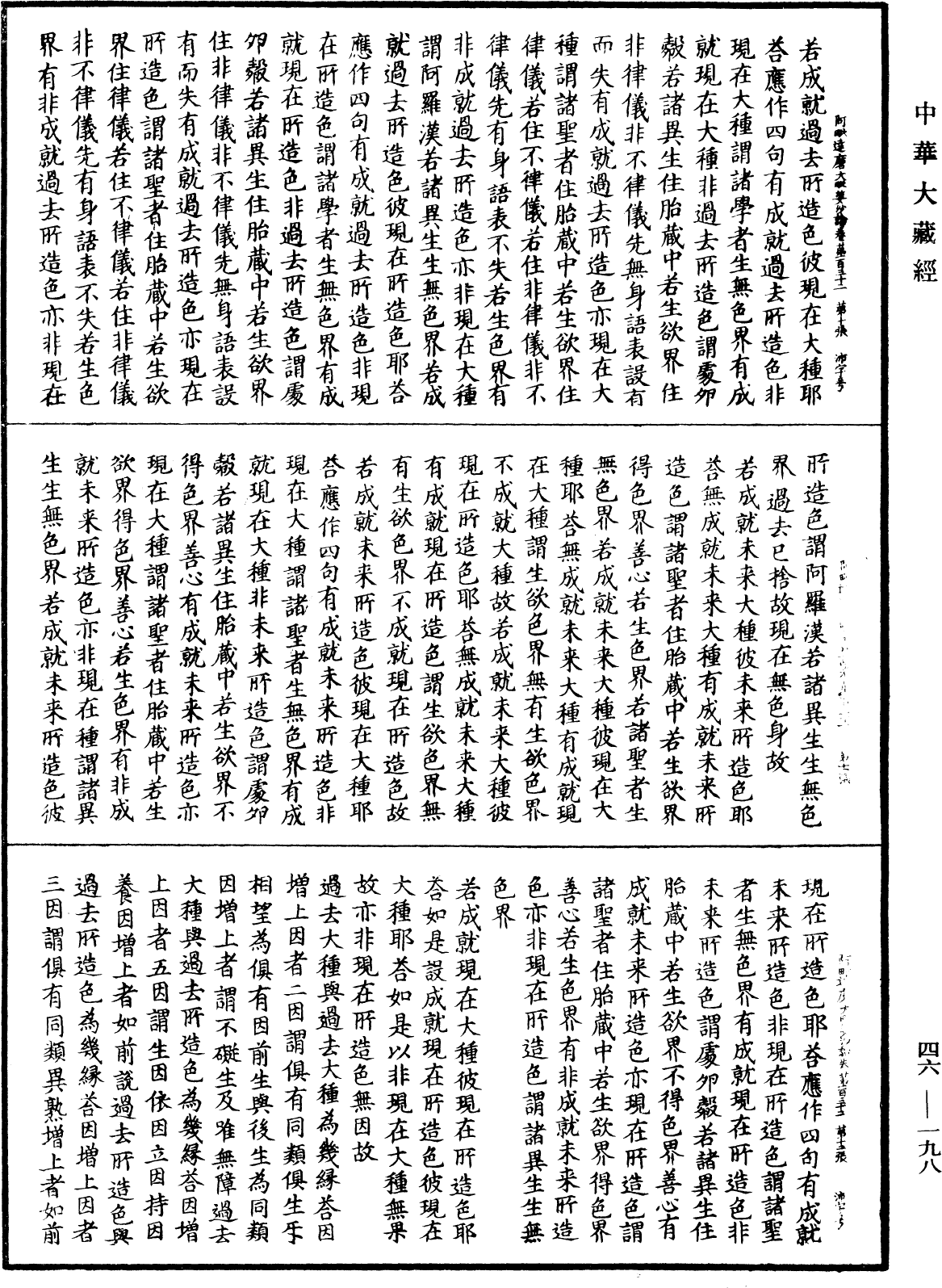 阿毗達磨大毗婆沙論《中華大藏經》_第46冊_第0198頁