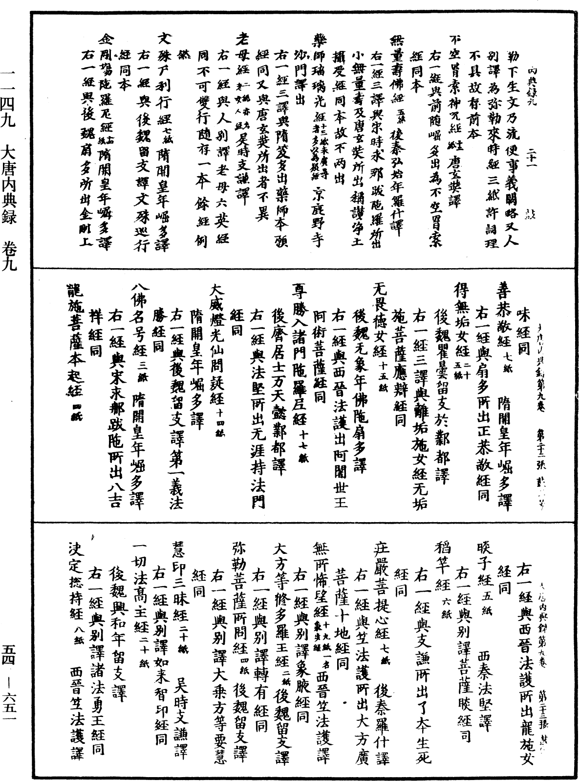 大唐內典錄《中華大藏經》_第54冊_第651頁