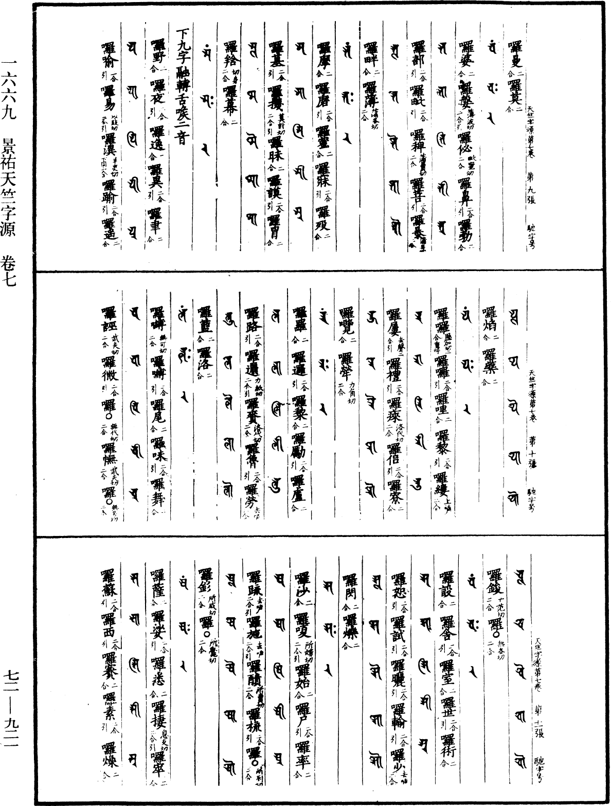 景祐天竺字源《中華大藏經》_第72冊_第921頁