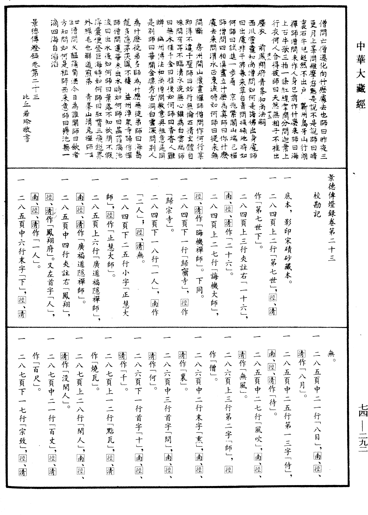 景德傳燈錄《中華大藏經》_第74冊_第292頁